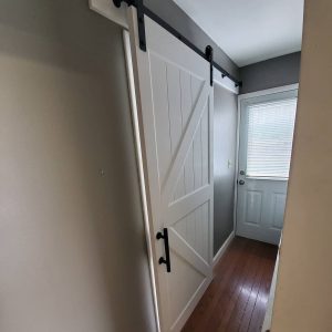 barn style door on top sliding panel