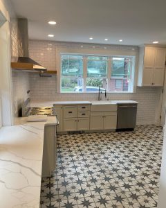 kitchen floor with star pattern tile