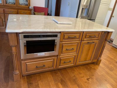 kitchen island with oven and drawers